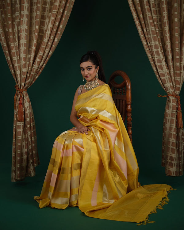 Golden Yelllow Kanchivaram Silk Saree