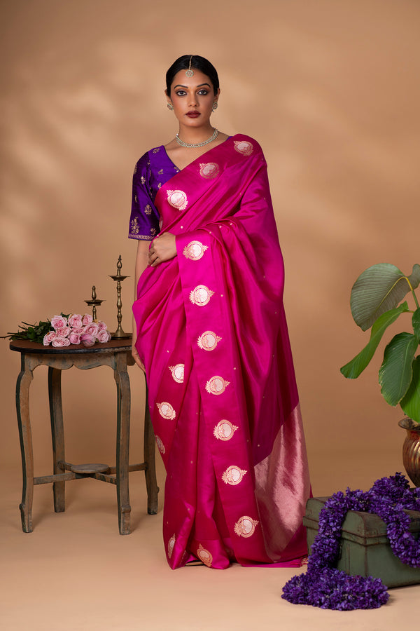 Pink Banarasi Silk Saree