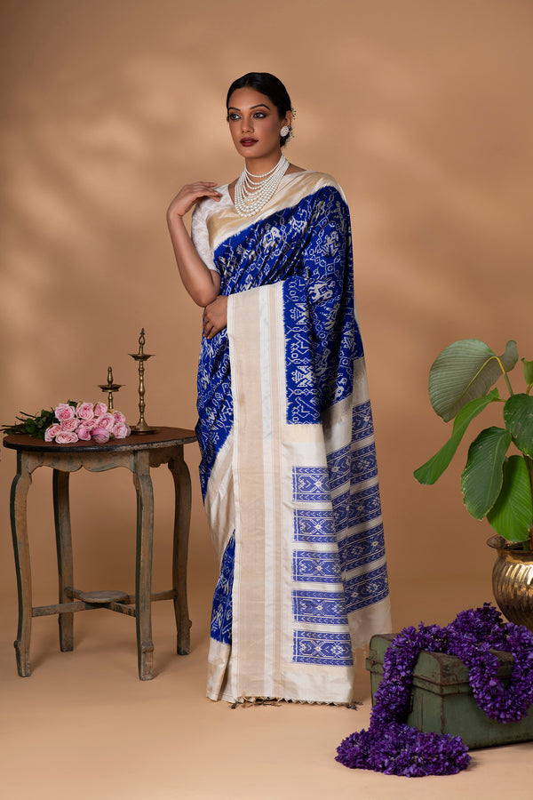 Blue Ikkat Silk Saree