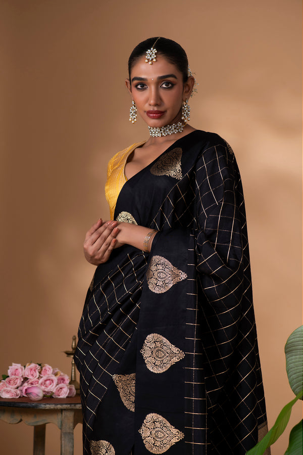 Black Banarasi Silk Saree