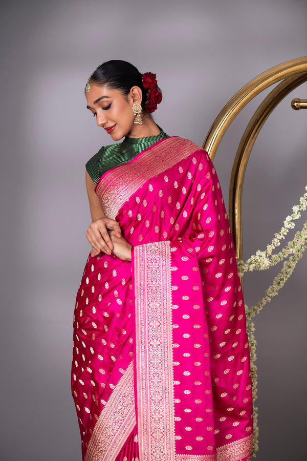 Pink Banarasi Silk Saree