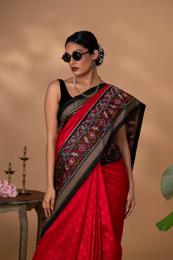 Red Ikkat Silk Saree