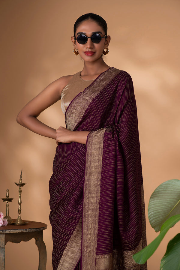 Deep Magenta Crepe Silk Saree