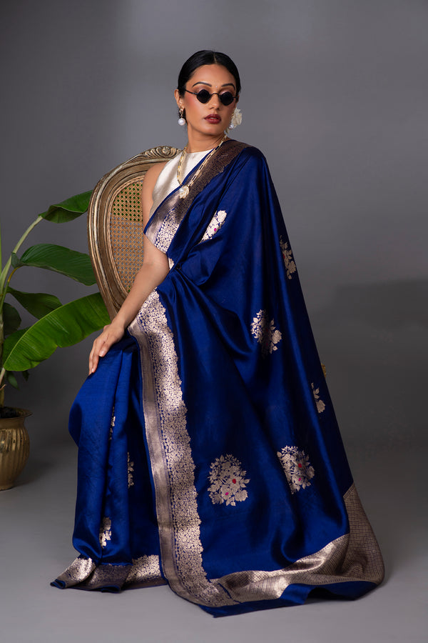 Blue Banarasi Silk Saree