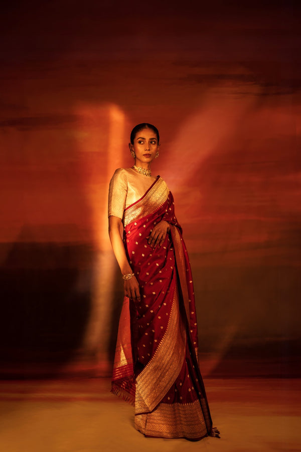 Maroon Banarasi Silk Saree