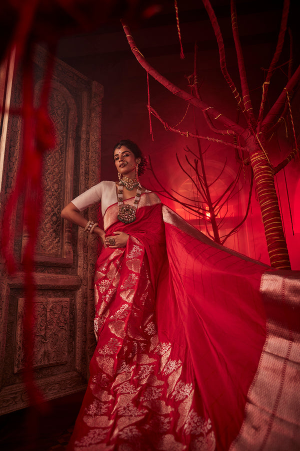 Red Banarasi Silk Saree