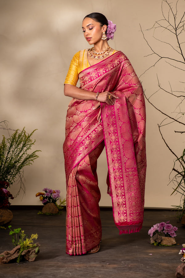 Pink Banarasi Silk Saree