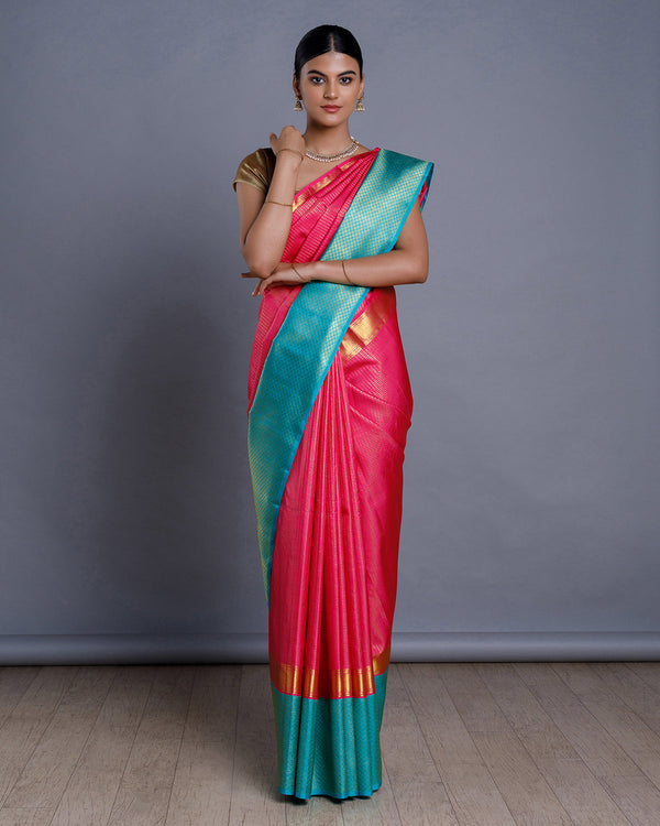 Pink Handloom Kanchivaram Saree