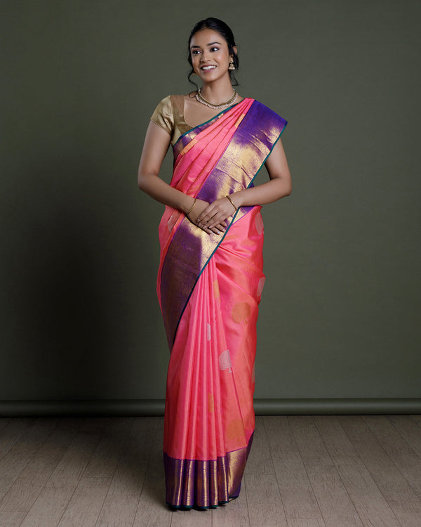 Pink Kanchivaram Handloom Silk Saree