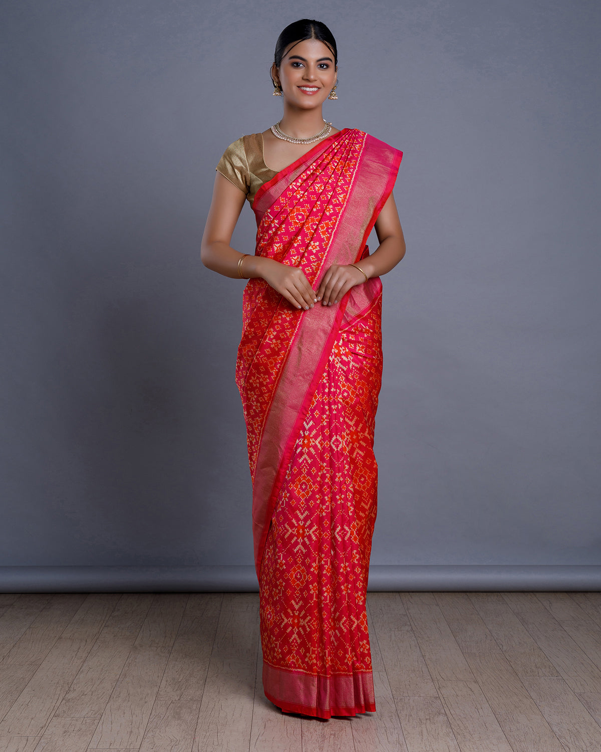 Pink Ikkat Handloom Silk Saree – Vijayalakshmi Silks